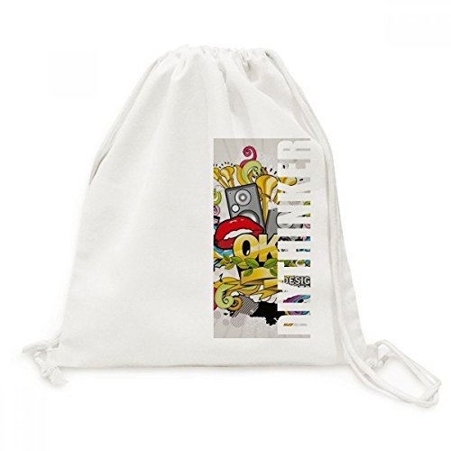 Sac à dos cordon en toile Graffiti Street Art avec motif de bouche colorée