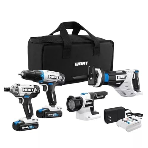 HPCK402B for Hart 20V Cordless 4-Tool Combo Kit With 2 Batteries Charger & Tool Bag