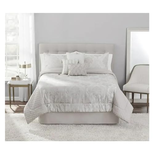 Edredón jacquard de 7 piezas plateado ropa de cama suave edredones acolchados 3