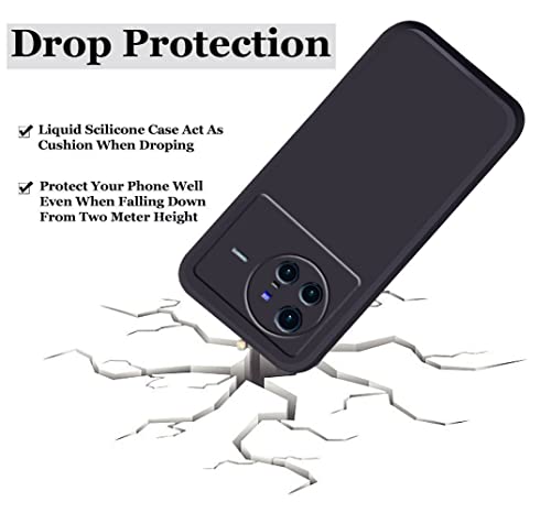 Image of A rtistque Liquid Silicone Flexible with Camera Protection Soft Back Cover Case for Vivo X80 - Black