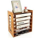 ASelected 7-Tier Wood Desk Organiser A4 Paper Holder Wooden Desk File Organiser For Home Office School(Cherry Wood)