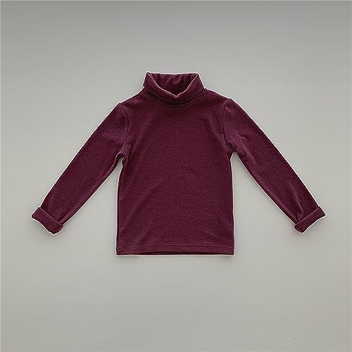 Betadog Girls Turtleneck Sweater Kids Casual Long Sleeve Pullover Tops Solid Baby Turtleneck Long (Purple, 6-7 Years)3