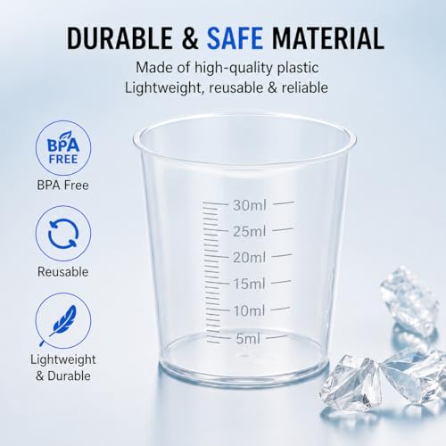 20 vasos medidores plásticos 30 ml transparentes miniatura 6