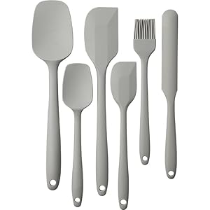 Set di 6 spatole in silicone per uso alimentare, con impugnatura ergonomica, spatole in gomma in silicone resistente al calore, per uso in cucina, senza BPA, lavabili in lavastoviglie