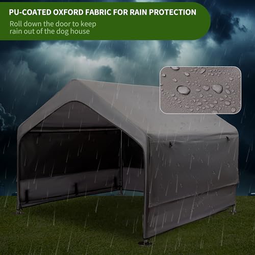 Summertrail Extra Large Dog House Outside, Dog Tent Outdoor, Big Dog Shade Shelter Doghouse Canopy with Three-Sided Breathable Mesh Windows, Gray Sun Rain Cover for Pet Cat Livestock 4'x 4'x 3.3' - Image 5
