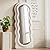 Dewfig Full Length Mirror, 63" x 24"Irregular Wavy Mirror, Large Floor Length Mirror Wall Mounted, Standing Wavy Mirror with Flannel Wrapped Wooden Frame for Bedroom/Living Room, White