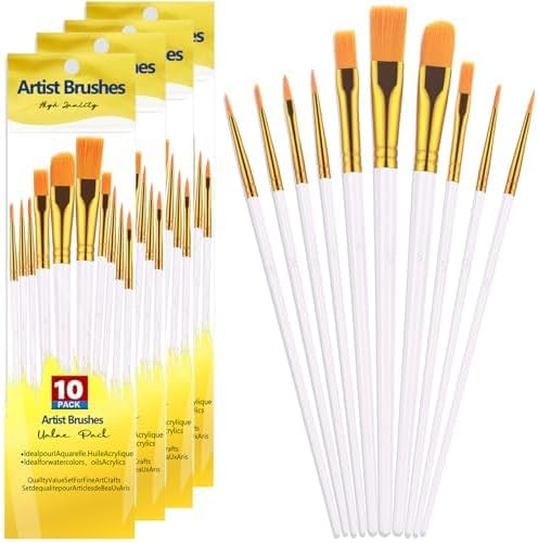 Juego de 40 pinceles blancos mixtos para pintura acrílica, óleo y...