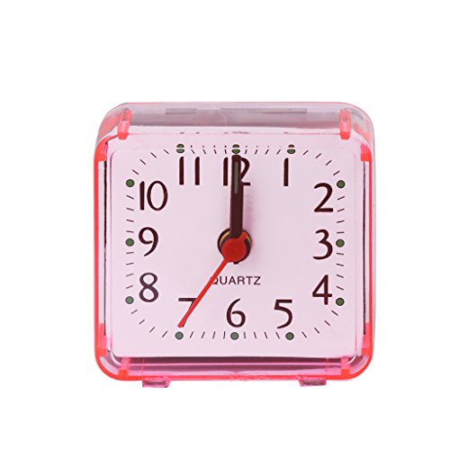 Cher9 Mini Square Quartz Beep Alarm Clock Plastic Desk Table Travel Trip Portable