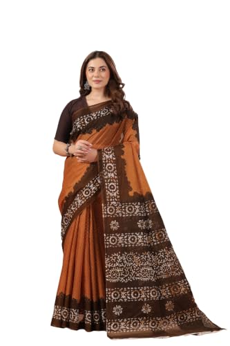 Image of TAMAIRA FASHION Mulmul Pure Cotton Saree For Woman Batik Printed|Office Wear Daily Wear Sarees For Women Without Blouse Piece (Available in 13 Colours)