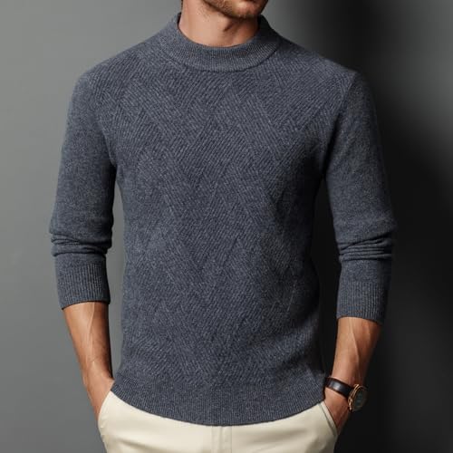 Men's Mock Turtleneck Pullover Sweater 100% Wool Casual Basic Knitted Thermal Sweaters2