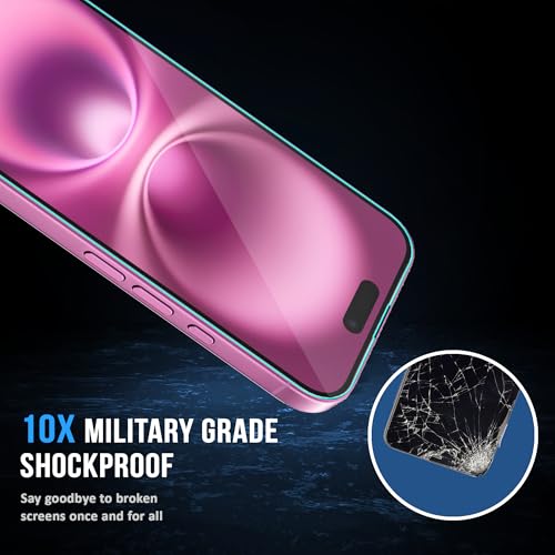 Image of ArmourPro Borderless Tempered Glass for iPhone 15 Plus and 16 Plus (6.7 Inch) with Edge to Edge Protector Coverage, Cable Protector and Easy Installation Kit | Anti Dust Mesh Filter