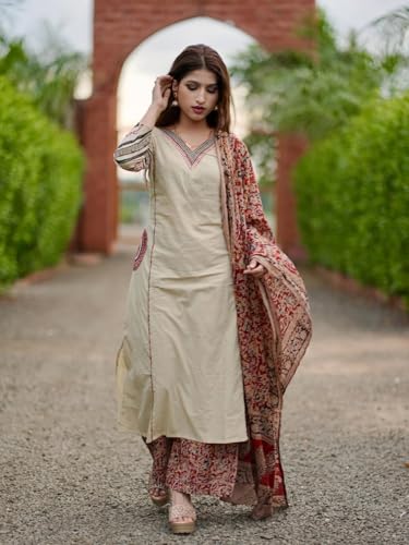 Image of ANNI Designer Women's Rayon Viscose Straight Kurta Set with Palazzo and Dupatta | Stylish Long Kurti Dress for Festive, Party, and Ethnic Wear
