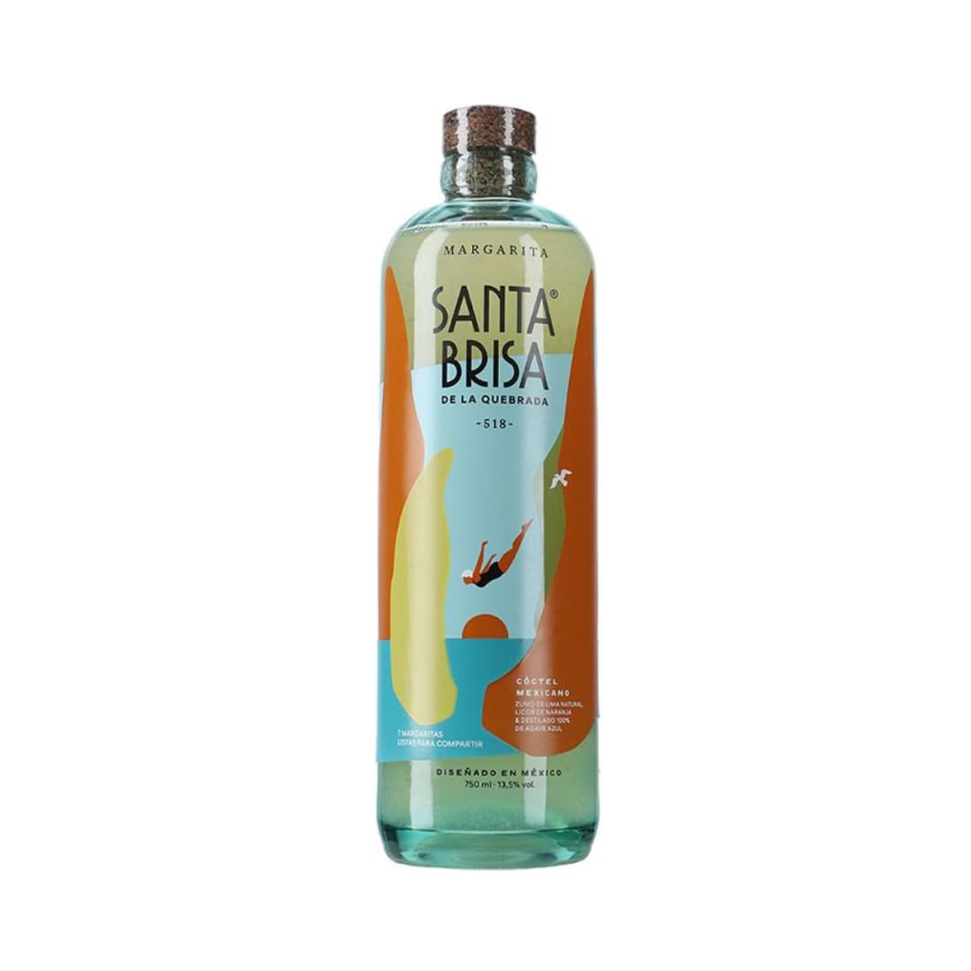 Santa Brisa Margarita de la Quebrada 750ml – Cóctel Mexicano Listo para Servir – Elaborado con Zumo de Lima Natural y Destilado de Agave Azul – 13,5% Vol. – Sabor Auténtico y Refrescante