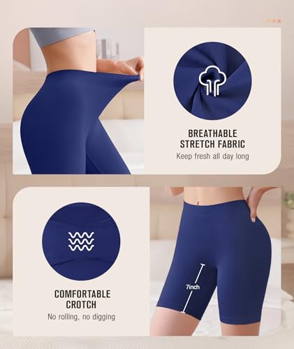 Image of BESTENA 4 Pack Slip Shorts for Under Dress Seamless Smooth Boyshorts Panties Boxer Briefs for Women