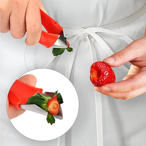 Multi Function Stainless Steel Fruit Tool, Strawberry Top Stem Leaves Huller, Pineapple Eyes Remover, Fruits and Vegetables for The Kitchen(2PCS, Red - Image 6