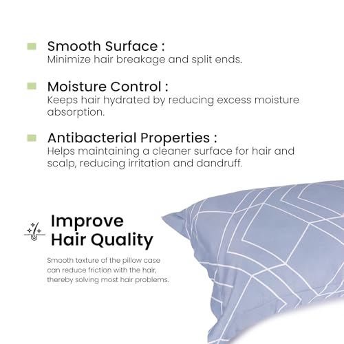 Image of Mush Bamboo Printed Pillow Cover Set of 2 | 100% Bamboo Pillow Cover for Hair and Skin | 300 TC | Breathable, Silky Soft and Envelope Pillowcases | 17 inchx27 inch Geometric Print, Blue
