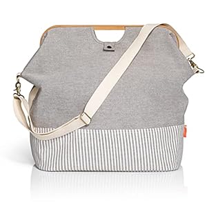 Prym Store & Travel tas van canvas en bamboe, bamboe, grijs, 45 x 30 x 50 cm