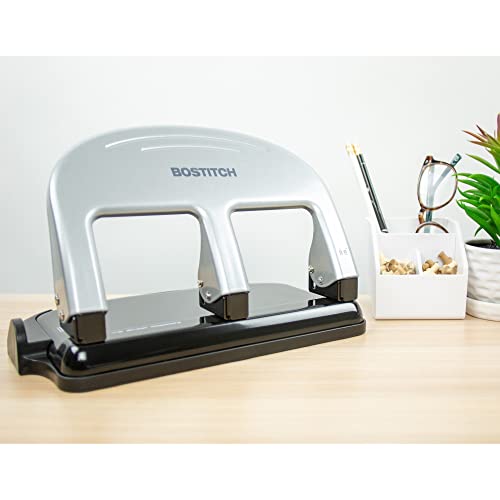 Bostitch Office inPRESS 40 Reduced Effort 3-Hole Punch, 40 Sheets, Silver (2240)