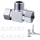 T Stück 1/2 Zoll Messing mit Wasserhahn Adapter Funktion, 3-Wege Ventil Verteiler für Waschmaschine, WC-Tank, Spülmaschine & Brausearmatur, Anpassung 1/2 Anschluss, mit Unterlegscheiben