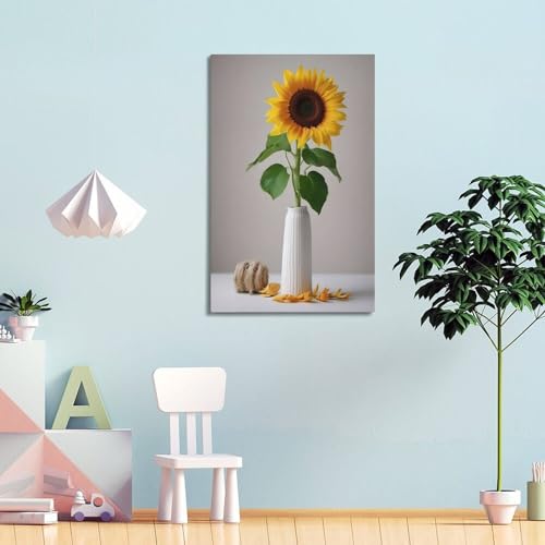 Affiche tournesol vase blanc art mural à suspendre 40x60cm