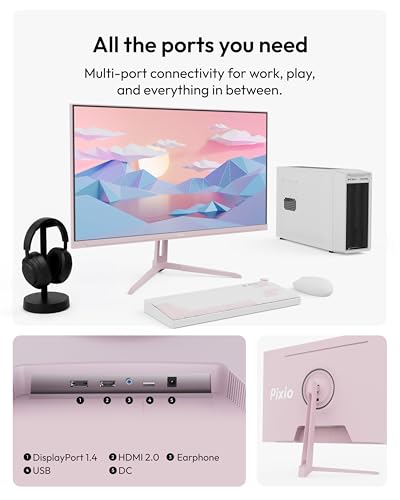 Image of Pixio PX275 Wave Pink 27 inch 100Hz Refresh Rate QHD 1440p Resolution IPS Panel 1ms MPRT Response Time Gaming Monitor with Adaptive Sync