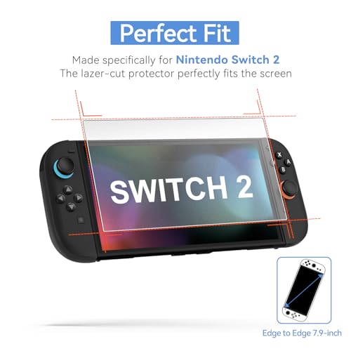 iVoler 2 Pezzi Opaco Pellicola Vetro Temperato Compatibile con Nintendo Switch 2 Model 2025, Strumento di Installazione Incluso, Antiriflesso Opaca Pellicola Protettiva Protezione Anti Graffi - Immagine 5