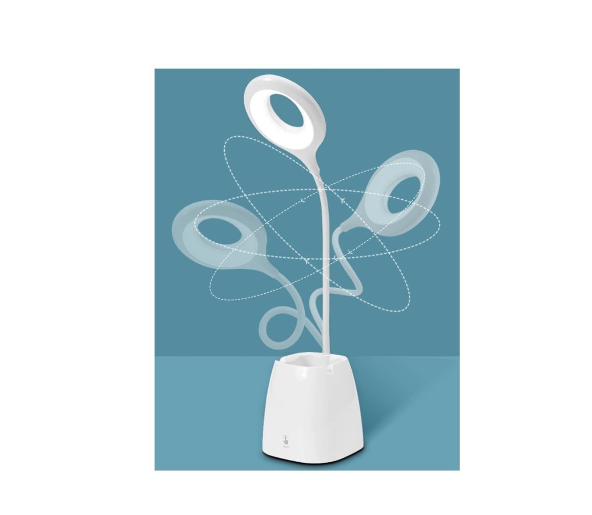 Habrur Klemmleuchte Schreibtischlampe Dimmbare LED-Schreibtischlampe Mit Stifthalter USB-Lesetischlampe Nachttisch-Augenschutz Touch-Control-Lesetischlampen Leselampe Klemmlampe (Blue : Blanc)