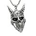 Schädel Halskette für Männer, Gothic Kreuz Schädel Halskette, Wikinger Ziegenschädel Kopf Anhänger Halskette mit 22,8" Kette, Hip Hop Dämon Satan Schädel Halskette, Punk Schädel Schmuck