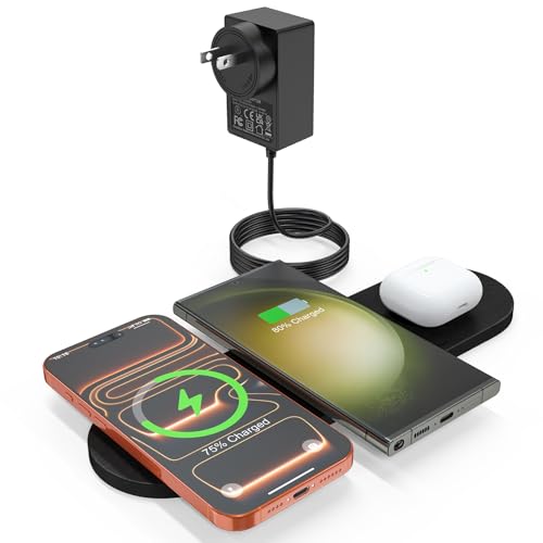 ZealSound 3-in-1 Wireless Charging Pad, Fast Charger Mat with 36W Adapter for iPhone 17/16/15, Samsung Galaxy, Pixel, AirPods & Galaxy Buds, Ultra Slim Case Friendly PU Leather for Home Office Travel by ZealSound - Used condition - US$39.13