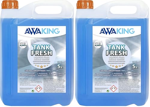 PLANTAWA Líquido WC Químico Tank Fresh AWAKING 5L Aditivo para Aguas Grises, Caravanas, Autocaravanas, Campers, Evita Malos Olores, Biodegradable (Paquete de 2)