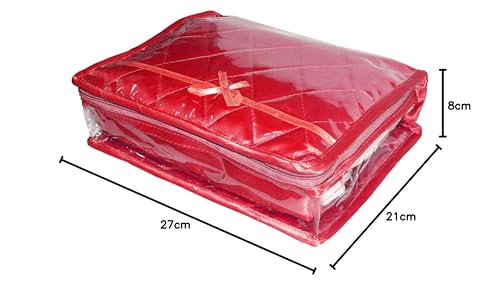 atorakushon Satin Makeup Jewellery Organizer Locker Box Set for Women and Girls for Necklaces Earring Ring Chains Case Cosmetic Travel Storage Bag (Maroon)