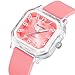 Womens Fashion Cute Jelly Transparent Quartz Watch Soft Silicone Strap Clear Easy Reader Waterproof Casual Lightweight Sport Wristwatch (Coral Pink)