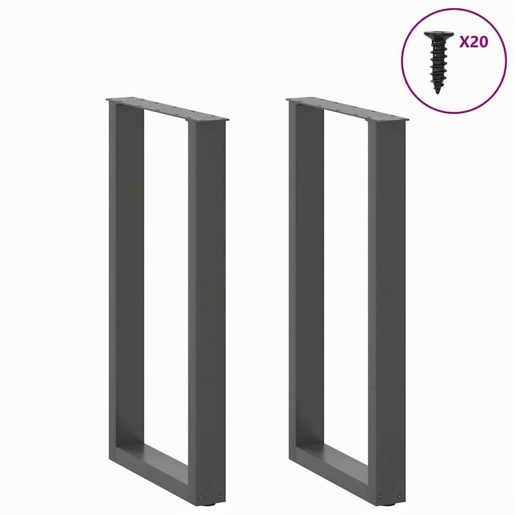 vidaXL Patas para Mesa de Bar en Forma de U (2 Unidades), Antracita, 40 x (90-91) cm, Acero