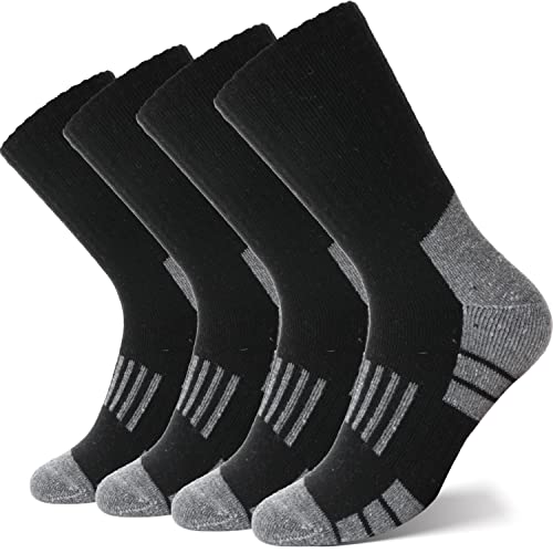 Antsang Merino Wool Socks For Men & Women Thermal Winter Hiking Warm Thick Crew Cozy Boot Work Gift Snowboarding Socks Stocking Stuffers 4 Pairs(Stripe-Black(4 Pairs)) #TOP28