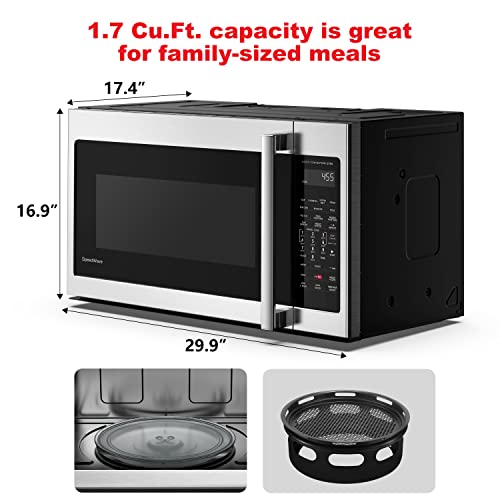 Galanz GLOMJB17S2ASWZ-10 30" SpeedWave Over The Range Microwave Convection Sensor Technology, Air Fry Cooking, Stainless Steel, 1.7 Cu Ft - Image 8
