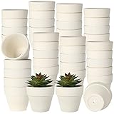 Gerrii 50 Pcs Flower Pots Bulk 1.8' Terracotta Pots Nursery Clay Pots Cactus Mini Plant Pots with Drainage Holes Succulent Small Ceramic Pots for Plants Indoor Outdoor Gardening Crafts Favor (White)