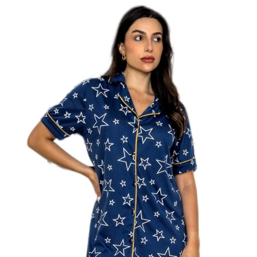 Camisola Americana Amamentação Feminina Manga Blogueira Botões