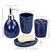 4 Piece Ceramic Bathroom Accessory Set with Soap Pump, Soap Dish, Toothbrush Holder & Tumbler, Navy