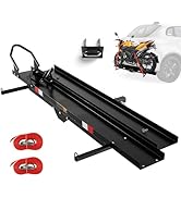 IRONMAX 600LBS Motorcycle Carrier, Heavy Duty Steel Hitch Mount Rack Hauler with Loading Ramp, Wh...