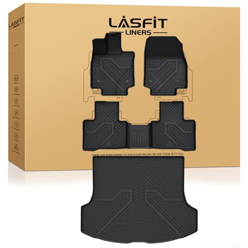 LASFIT Floor Mats & Cargo Mat for Lexus RX/RX350/RX350h/RX500h 2023-2026 TPE RX 350 All Weather Protection Custom Fit 1st & 2nd Row RX350 Floor Liners Black Easy to Clean