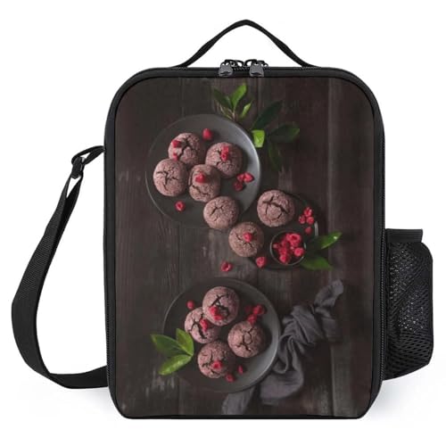 TFDGDGH Bolsas de Almuerzo de Galleta de Chocolate y Frambuesa Bolsa de Picnic Infantil Impresa Bolsa térmica de Almuerzo Bolsa de lonchera Aislante