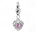 Clip-on Birthstone Rhinestone Heart Charms