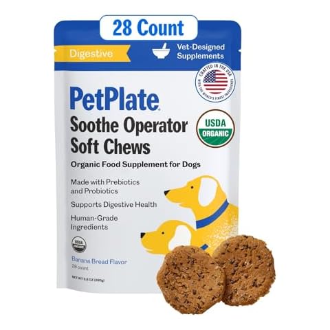 PetPlate Soothe Operater Digestive Soft Chews for Dogs, Made with Prebiotics & Probiotics, USDA Organic Supplement, Grain-Free, Human-Grade, Pet Supplies, (Pack of 1, 9.8 Ounce) Cover