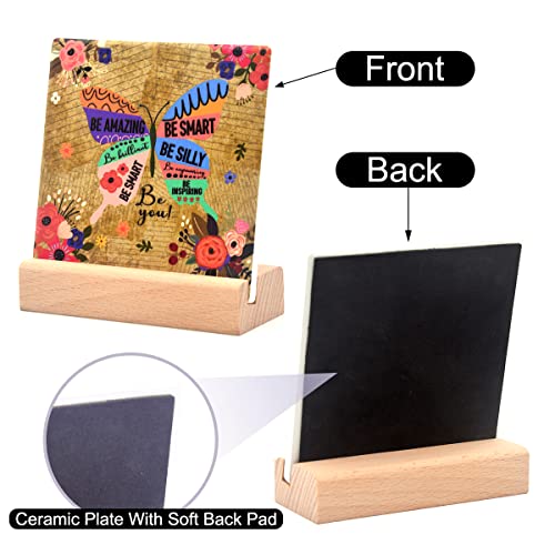 Inspirational Quotes Desk Decor Gifts For Women Girls Friends-Motivational Sign Ceramic Plaque With Wooden Stand-Cheer Up Gifts For Friends Women (Butterfly) #TOP4