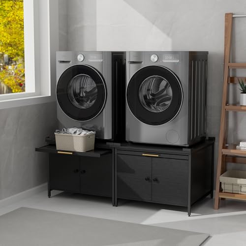 2 Pack Laundry Pedestal for Washer and Dryer, Heavy Duty 29' Universal Washing Machine Stand with Adjustable Feet and 4 Panel Corner, 700LB Capacity, Fit Anti-Vibration Design, Set of 2