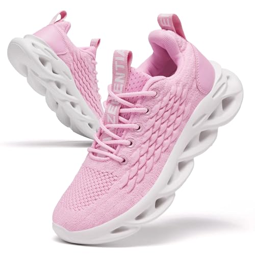 TIANZEBEN Damen Laufschuhe Turnschuhe Sportschuhe Schuhe Running Tennis Walkingschuhe Sneaker Fitnessstudio Freizeit Fashion Leichtgewichts Atmungsaktiv Rosa 40
