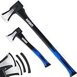 MASKO® Spaltaxt Spaltbeil 2er-Set für Holz Spalten Axt Beil ergonomischer Handgriff Gummischutz Universal Spaltbeil Spalthammer Holzspalter für Garten und Wald Holzspaltung inkl. Gummischutzlippen