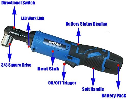 230RPM Cordless Electric Ratchet Wrench Set, 3/8" 12V Power Electric Ratchet Driver with 7 Sockets, Two 1500mAh Lithium-Ion Batteries and Fast Charge
