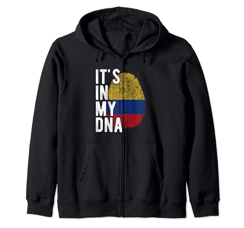 Gracioso está en mi ADN Colombia bandera Huella digital Sudadera con Capucha