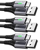 INIU Cavo USB Type-C, Cavo USB A a USB C 3,1A Ricarica Rapida [3Pezzi/0,5+2+2m] Lega Intrecciato in Nylon QC 3,0 Cavo Tipo C per iPhone 17 16 15, Samsung S25 24 Ultra, Xiaomi Huawei Pixel OnePlus ECC.